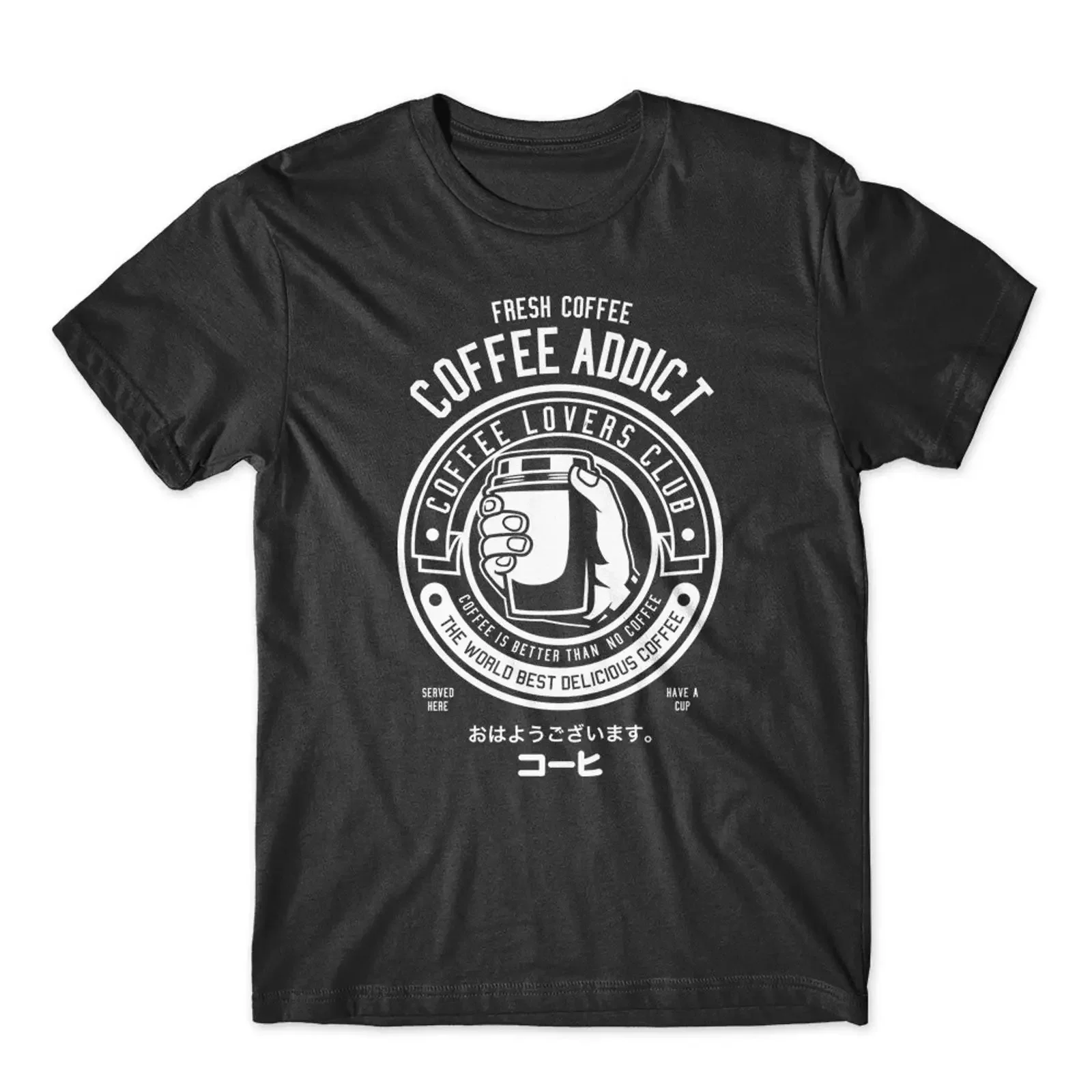 Camiseta Coffee Addict 100% algodón premium, nueva, estilo vintage, lavada, streetwear, suave, transpirable, unisex, ropa de diseñador, elástica