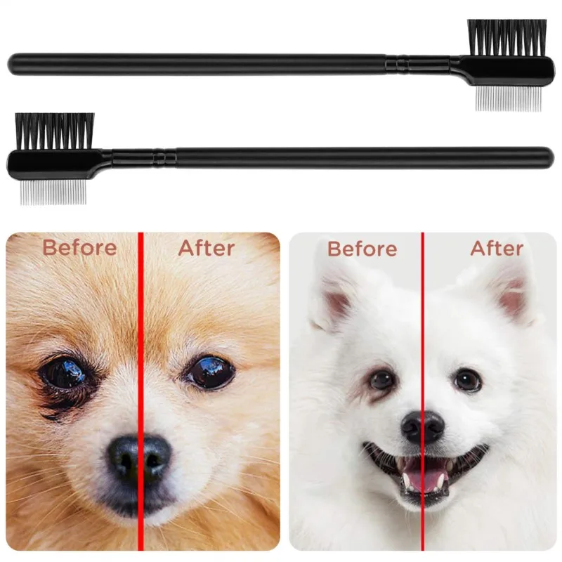 Double-sided Pet Eye Comb Brush Pets Tear Stain Remover Combs Eye Double Head Grooming Brushes Cat Dogs Removing Crust Mucus 1PC