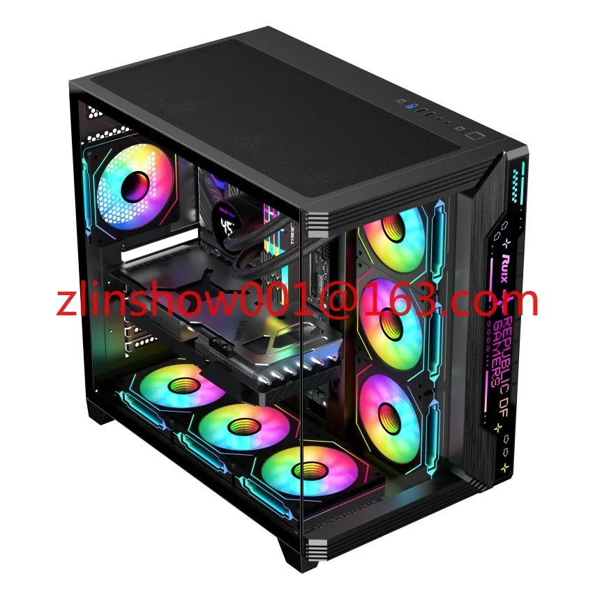 سطح المكتب الزجاج المقسى RGB Atx كامل برج حالة Gamig الكمبيوتر حالة الكمبيوتر خزانة الحالات والأبراج #4