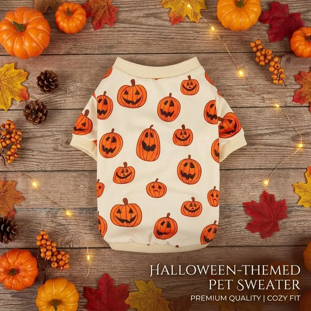 Halloween-Kürbis-Hundepullover, Haustier-Pullover, Welpen-Outfits, Party-Cosplay-Kostüm, Haustierkleidung für kleine und mittelgroße Hunde und Katzen – Detail 10
