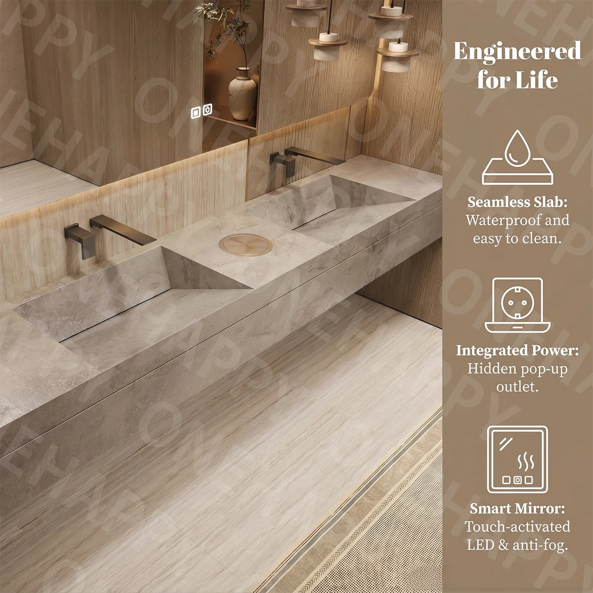 Any Size Custom Marble Seamless Stone Vanity Set Customizable Vanity Set Designer Sink Bathroom Sink Vanity Storage Cabinet Home image 3