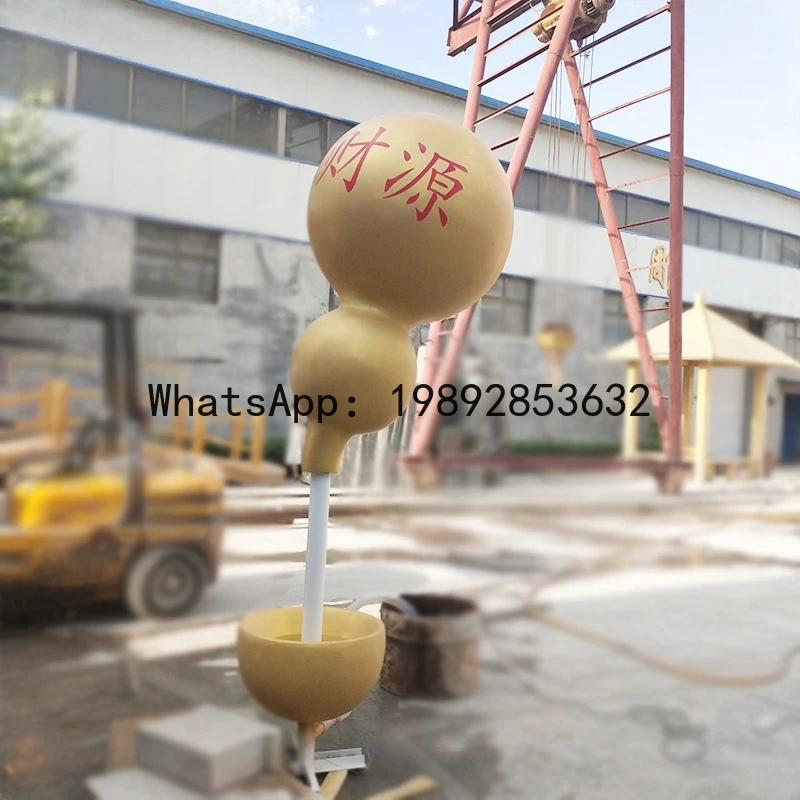 CZ   Suspended Water Flowing Sky Pot Water Feature Sculpture Large Square Community Courtyard Garden Outdoor Sculpture Ornament