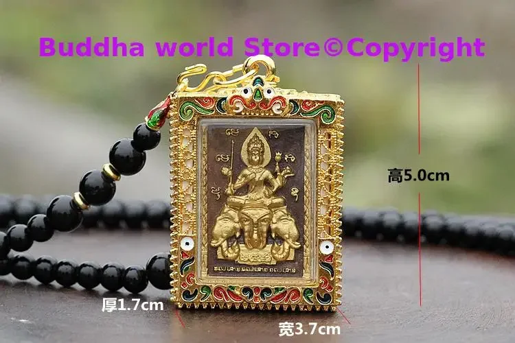 Southeast Asia Thailand Temple Efficacious talisman safe GOOD LUCK four-faced Buddha Ganesh God Buddha card Pendant Amulet