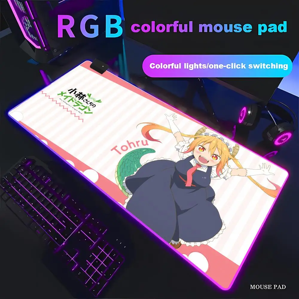

Mouse Pad Animation Games Beautiful RGB Gaming Mouse Pad HD Gamer Large LED Light Computer pad for Miss Kobayashi's Dragon Maid