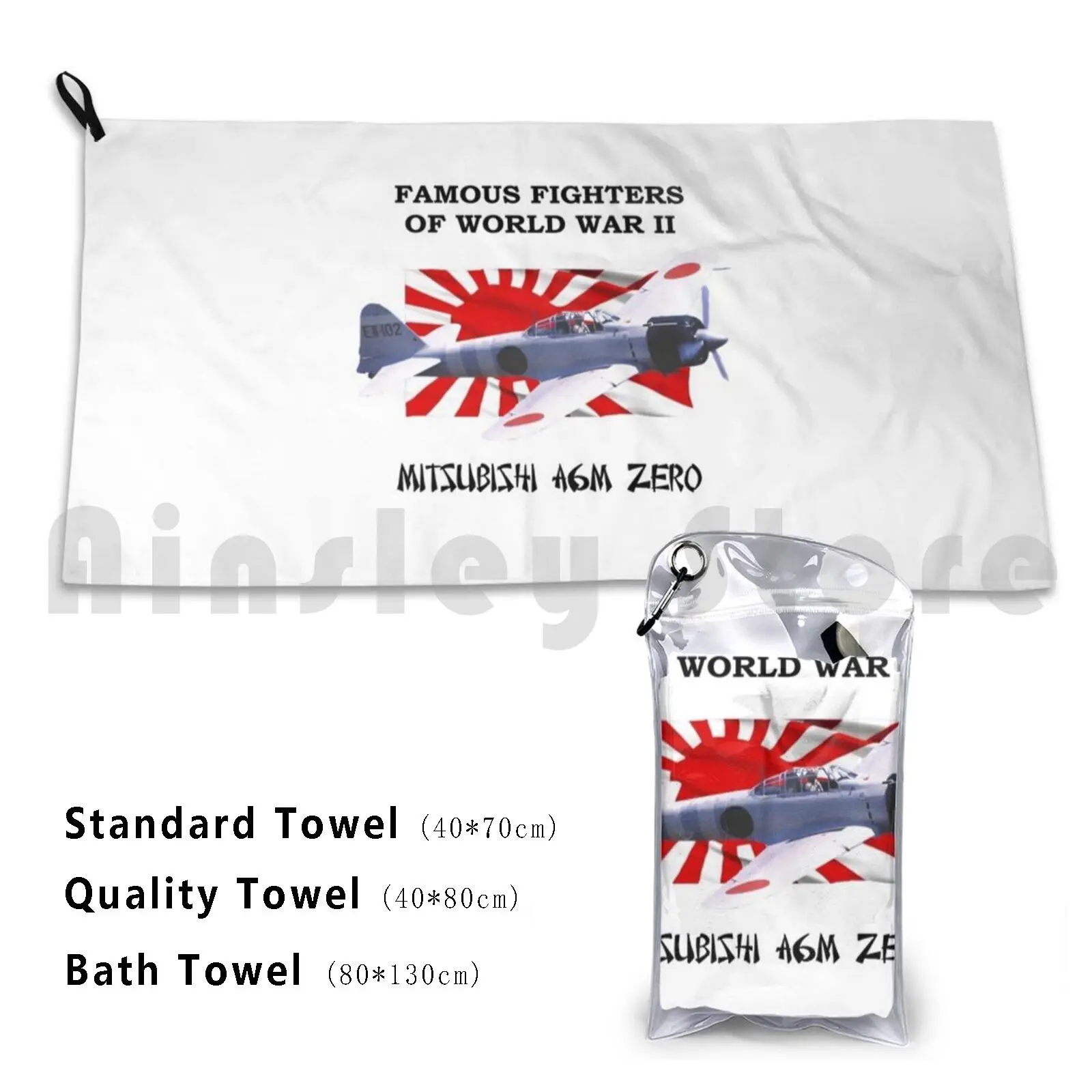 Famous Fighters-A6m Zero Bath Towel Beach Cushion A6m Zero Ijn Japan Ww2 Wwii Fighter Carrier Fighter