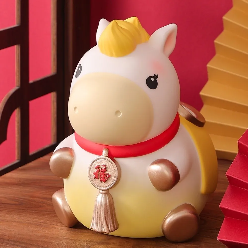 

Year of the Horse "Ma Shang Fa" Vinyl Piggy Bank, Large Capacity Coin Bank with In & Out Slot, Desktop Ornament