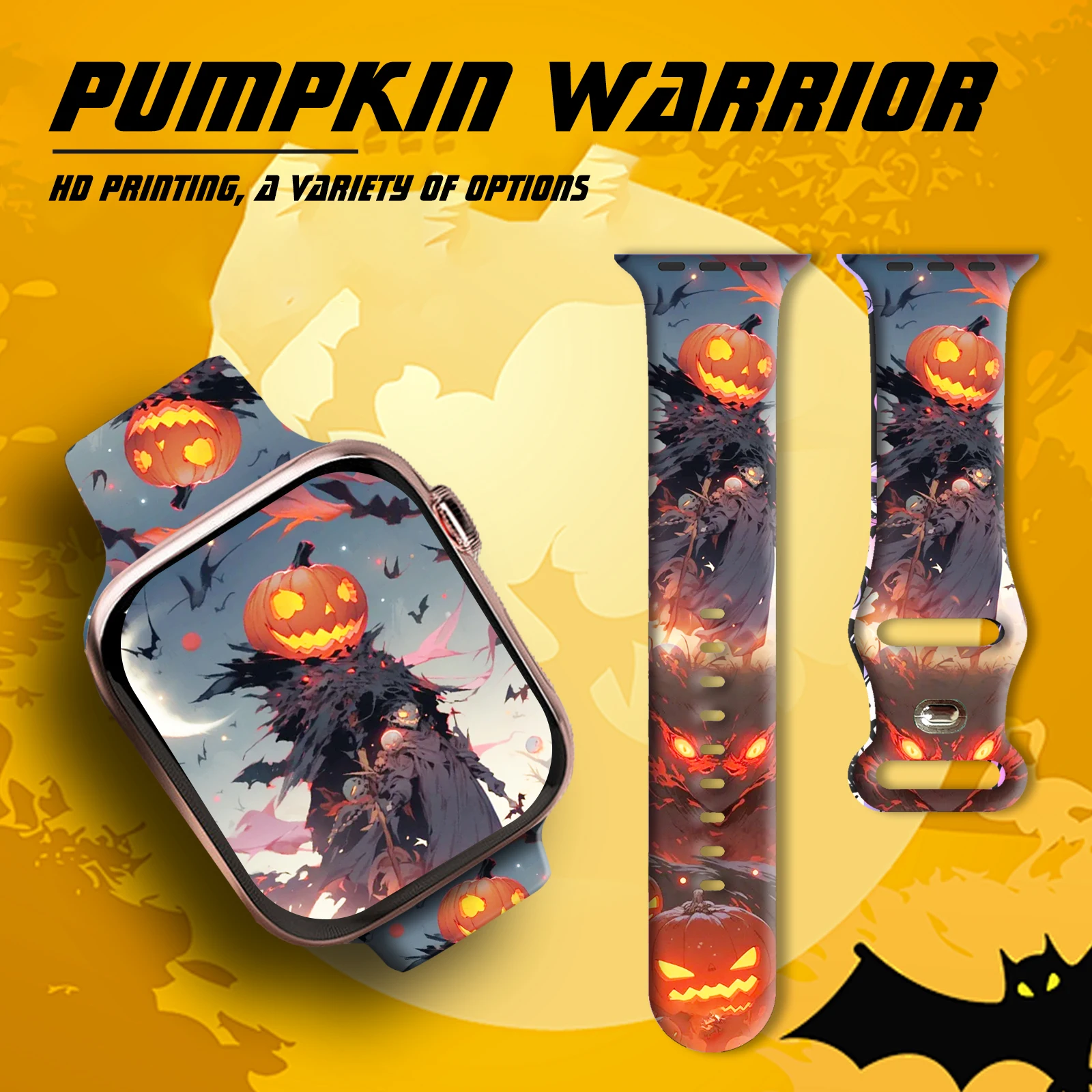 

Halloween Pumpkin Knight Printed Strap for Apple Watch 10 9 8 7 Silicone Band Replaceable Bracelet for iWatch 38mm-49mmWatchband