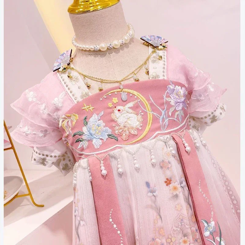 Chinese hanfu dress girls New Year costume children Carnival Flower Fairy cosplay costume Hanfu dance costume for Kids Girls 15t