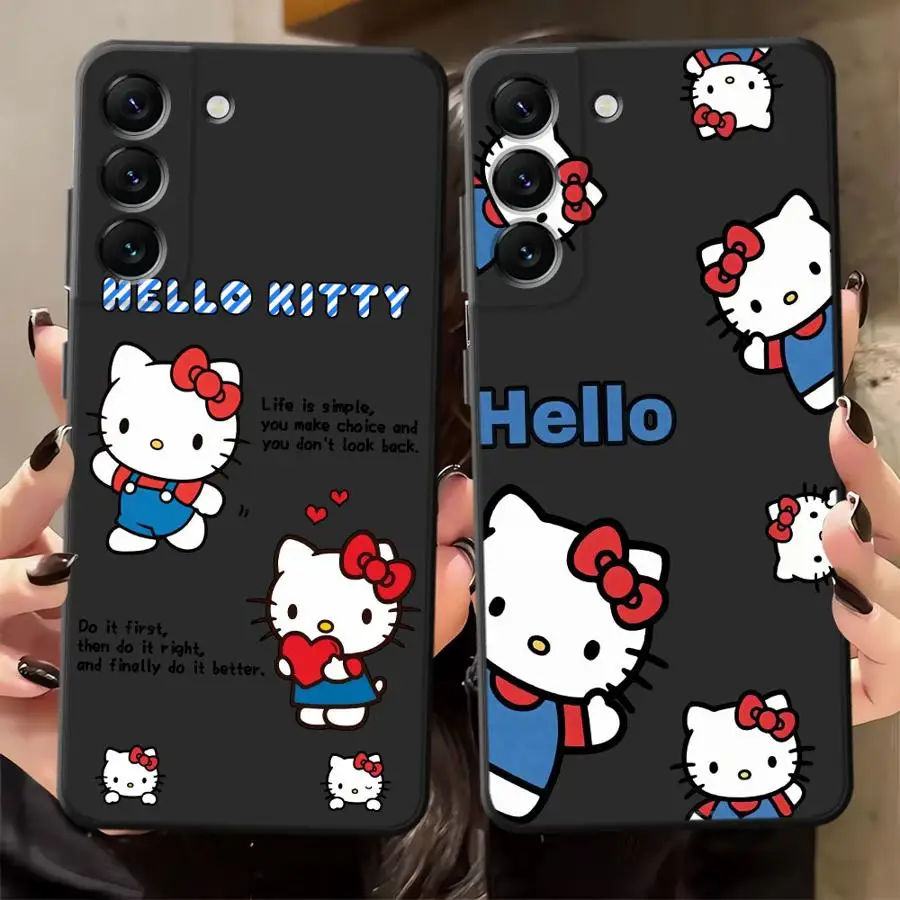 موضة مرحبا كيتي الكرتون الأسود لينة غطاء الهاتف حقيبة لهاتف سامسونج غالاكسي A70 A04 A06 A05 A10 A12 A17 A50 A40 A16 A30 A15 A20