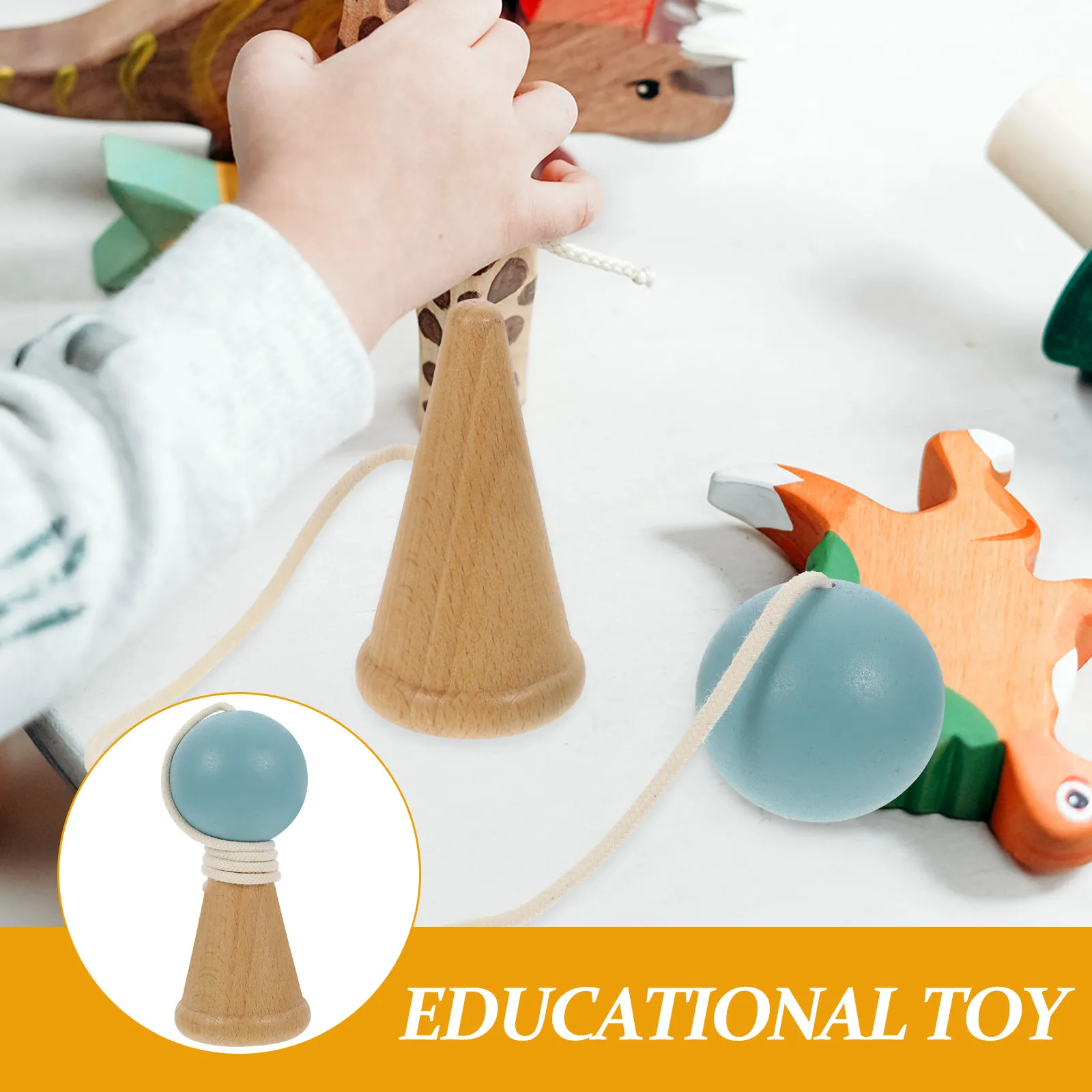 Wood Kendama Hand Eye Coordination Ball Funny Game Casual Educational Interactive Wooden Kids Accessory Wear Resistant view 4
