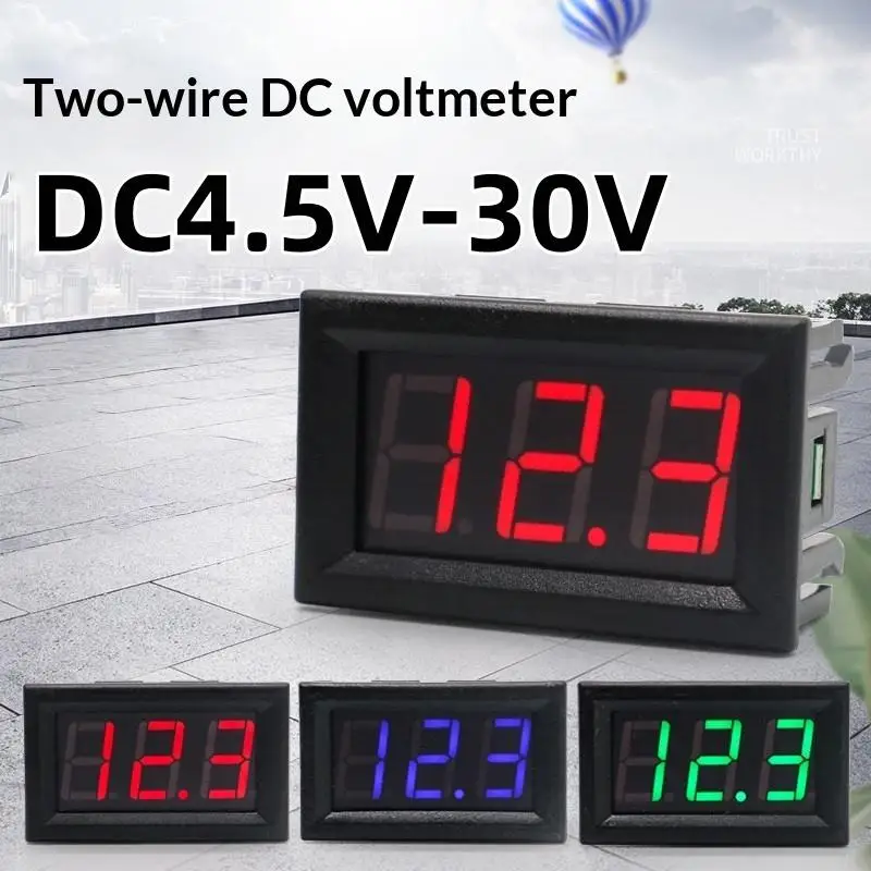 Universal Car Voltmeter 056 Inch Digital DC4530V Voltage Meter for Accurate Automotive Battery Monitoring Dashboard Panel Use