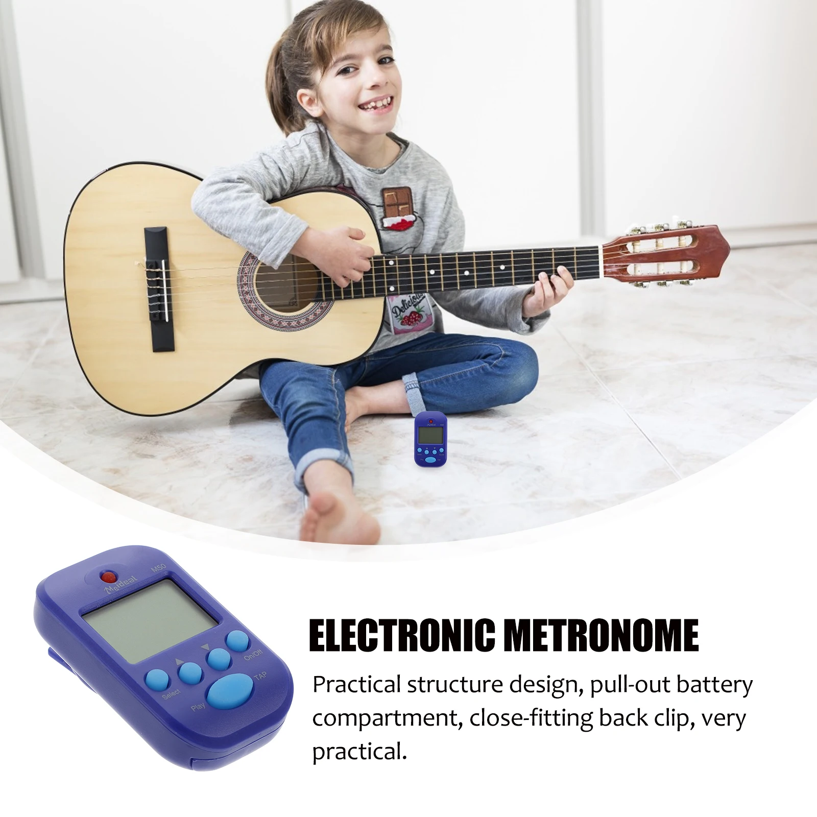 

1pc Mini Electronic Metronome Digital Music Tool Guitar Bass Accessory Precise Rhythm Practice Durable Sturdy Long for Beginners