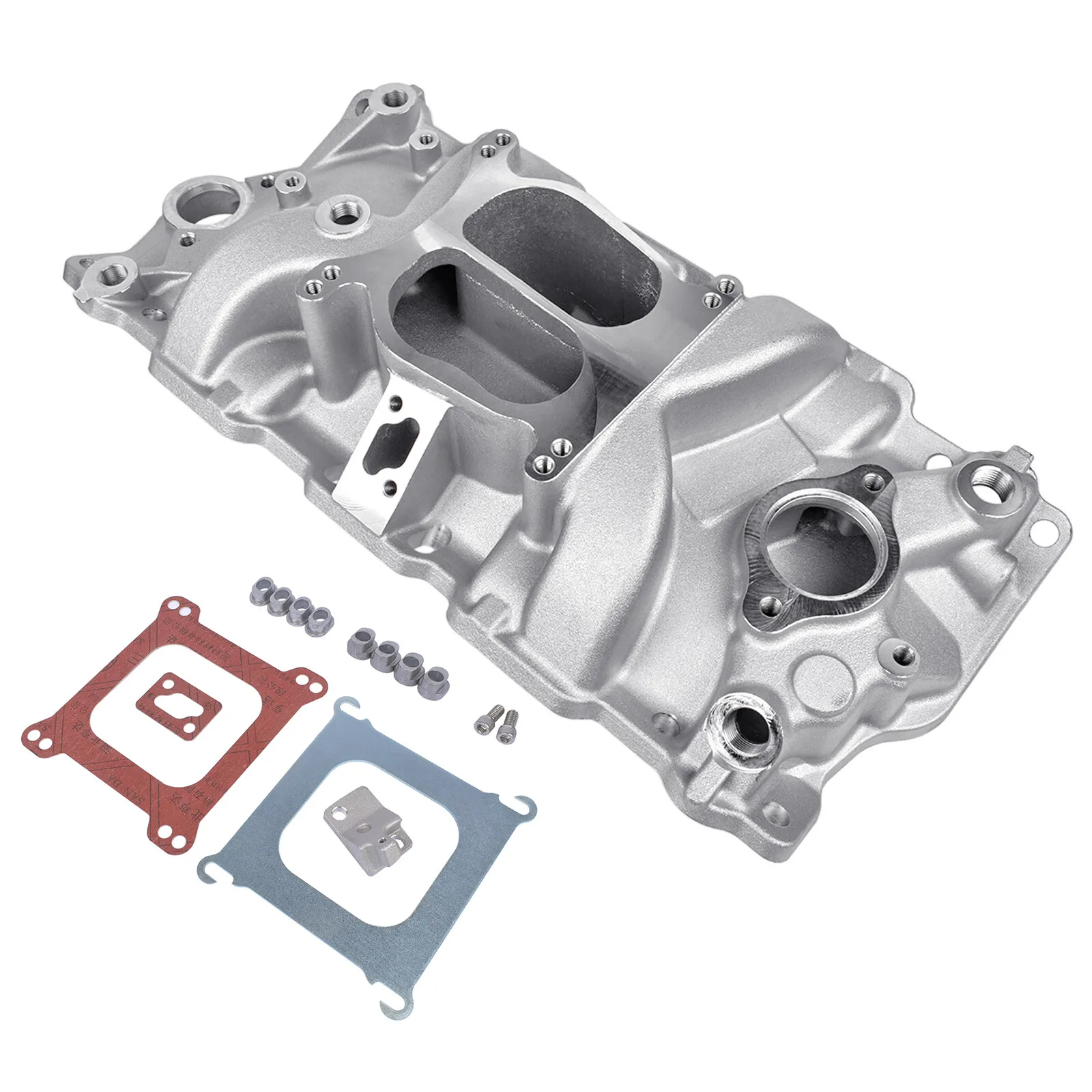 AP02 Dual Plane Intake Manifold 4-Barrel for Small Block Chevy 262 267 283 302 305 307 327 350 4.3 4.9 5.0 5.3 5.7 6.0L V8 82001