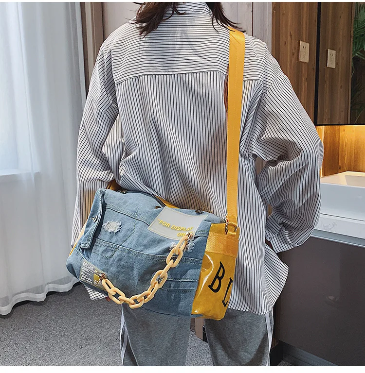 Fashion Denim Women Shoulder Bags Large Capacity Travel Bag Designer Women Bags Luxury Blue Jeans Crossbody Bag Female Big Purse