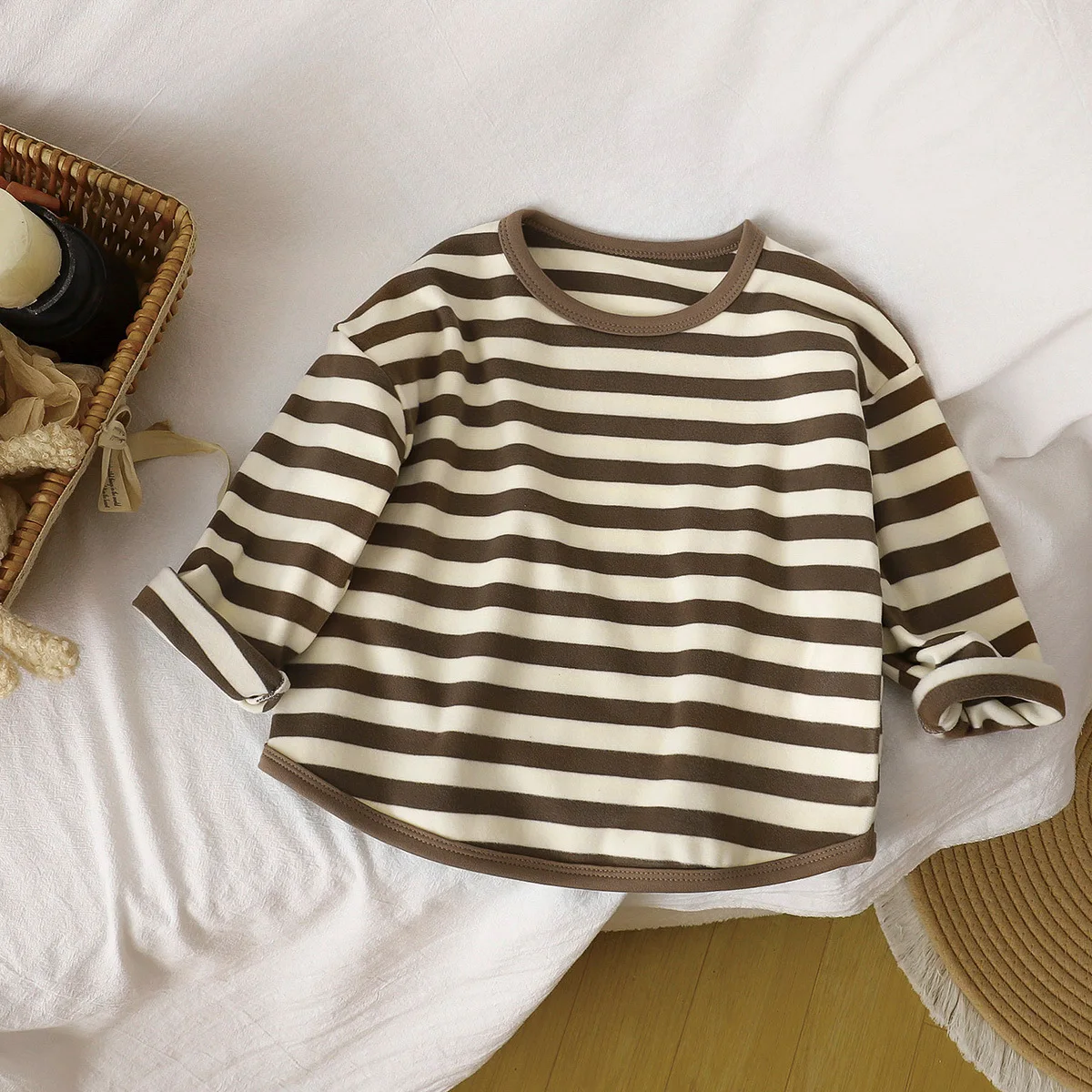 Neues Kinder Retro Gestreiftes Langarm-T-Shirt Frühling Herbst Weiches Basis-Shirt Mädchen Jungen Atmungsaktives Lässiges Baby Kinder Layering-Oberteil – Detail 11