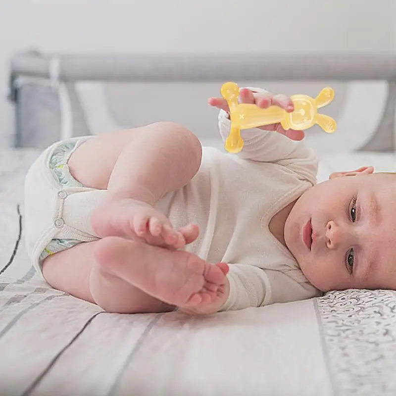 Baby rabbit teether Music Rattles Animal Crochet Rattle Rabbit Shaped Silicone Kids Teething Toys Relieve Teething Discomfort