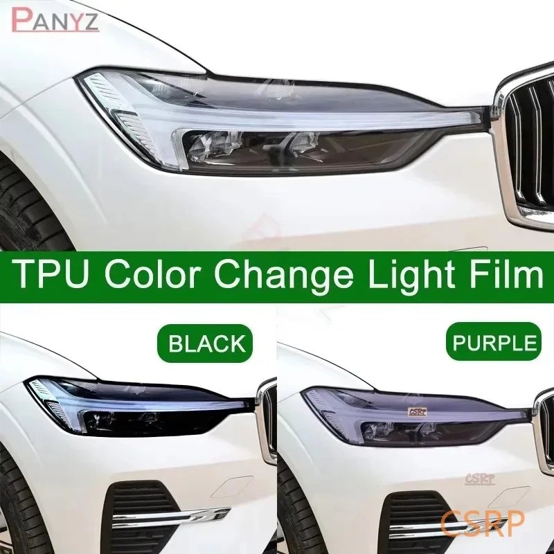 Photochromic PPF Sun Activated Technology Car Headlight Tint Film UV Light Control Color Changing Car Light Sticker Black Gray