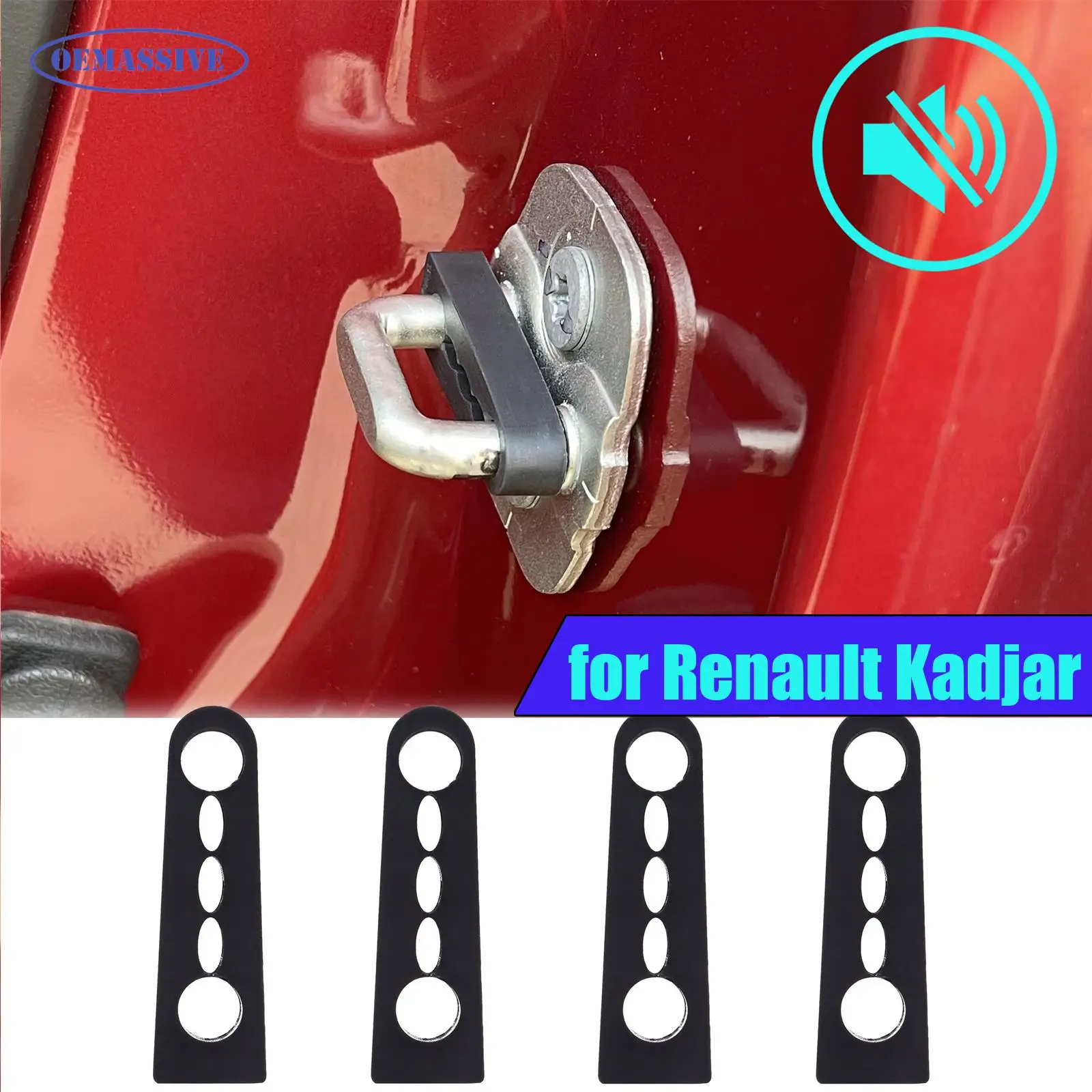 OEMASSIVE Door Lock Buffer Damper For Renault Kadjar Soundproof Insulation Quiet Deaf Creaking Noise Seal Stopper Deadener