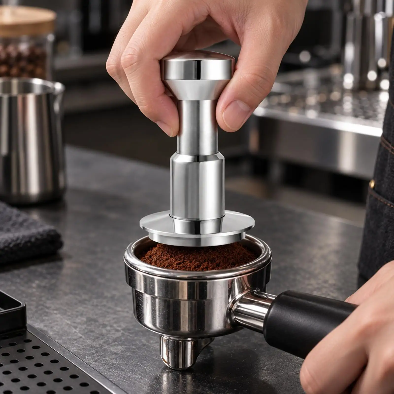 Ergonomic Espresso Tamper Stainless Steel Coffee Compressor for Home Cafe Barista Supplies