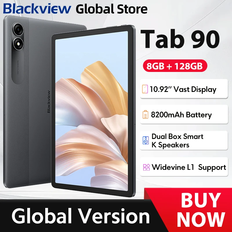 2025 Новый Blackview Tab 90 4G 10,92-дюймовый проекционный дисплей 8 ГБ ОЗУ 128 ГБ ПЗУ Widevine L1 8200 мАч Аккумулятор Android 14 Двойные динамики