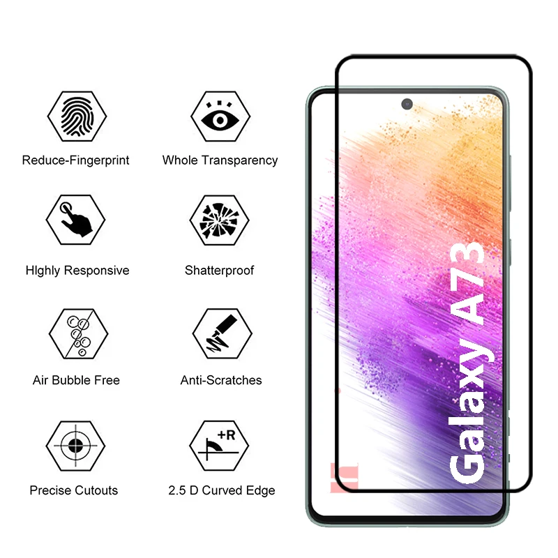 Kaca Tempered untuk Samsung Galaxy A73 A72 A71 A70 pelindung layar Film lensa kamera lunak untuk Samsung A73 kaca