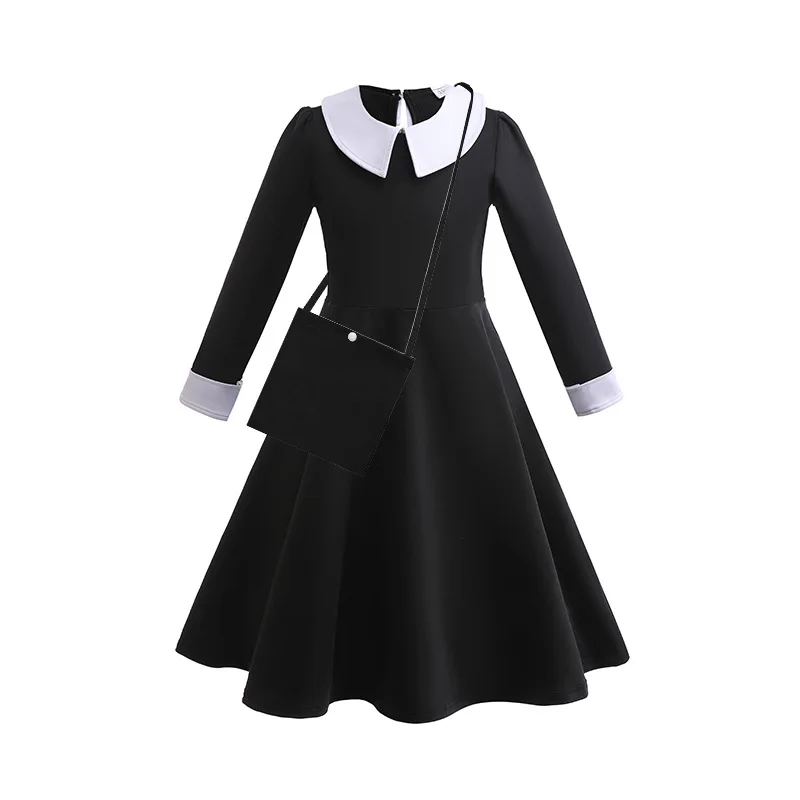 Black Costume Girls Dress for Kids Family Costumes Toddler Dress Halloween Cosplay Party Dress 3-12Y