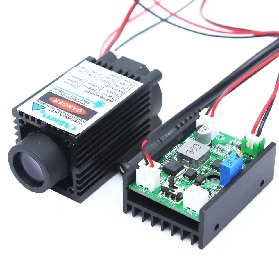 520nm 1000mW Fat Dot Beam Lighting Green Laser Module Head 12V DIY Bird Scaring Deterrent Laser