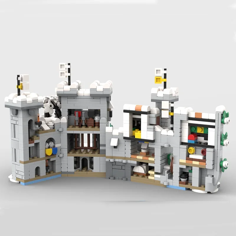 

MOC строительные блоки игрушки средневековый зимний миниатюрный лев рыцарь модель замка 1119 шт креативный рождественский подарок