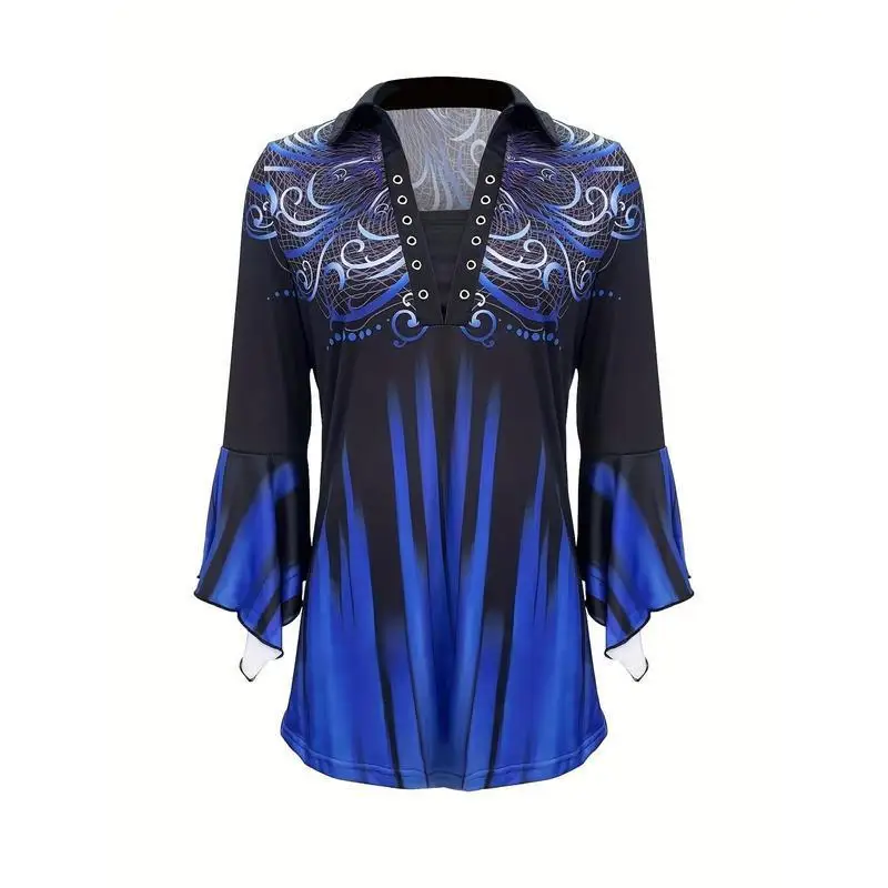 

Printed Lapel Tee Women's Floral Print Turn-down Collar T-shirt Spring 2026 Fashion Ladies' Top Other Style Other Fabric