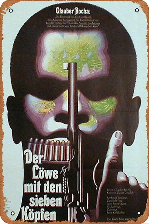 Лев имеет семь головок, The/Der leone have sept cabecas Movies Металлическая жестяная вывеска 8x12 дюймов Настенный декор Подарки для дома, улицы, баров, подставки