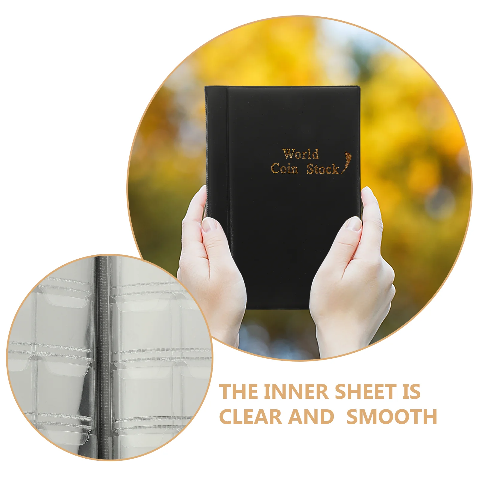 In-line Coin Collection Book Display Case Wallets Pu Sleeves Clear Pockets Holder