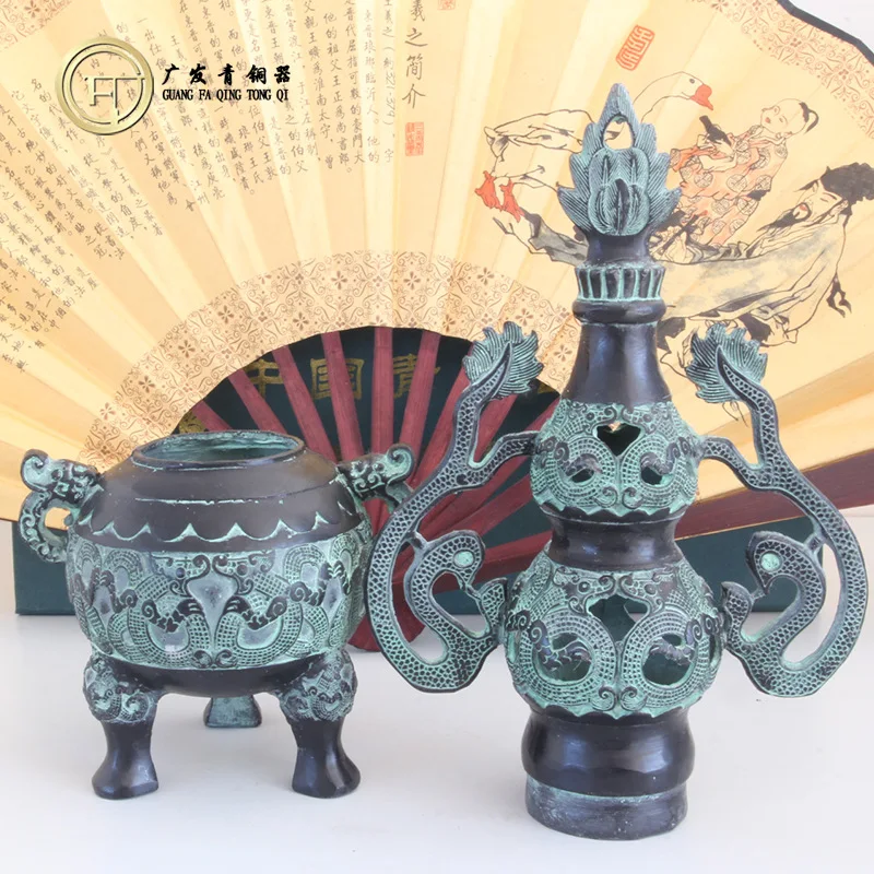 Bronze antique ornaments gourd smoker incense burner bronze customization antique distress factory straight hair