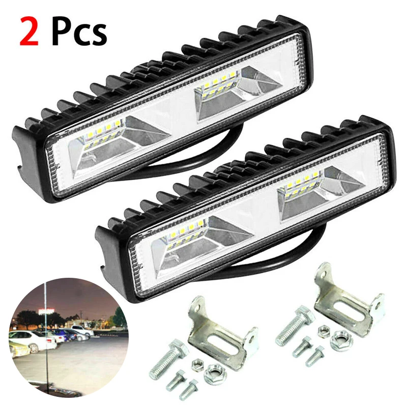 1/2Pcs 18W 12V 16 LED Work Light Spot Beam Bar Car Truck SUV ATV Off-Road Driving Fog Lamp Headlights Flood Spot Fog Lights