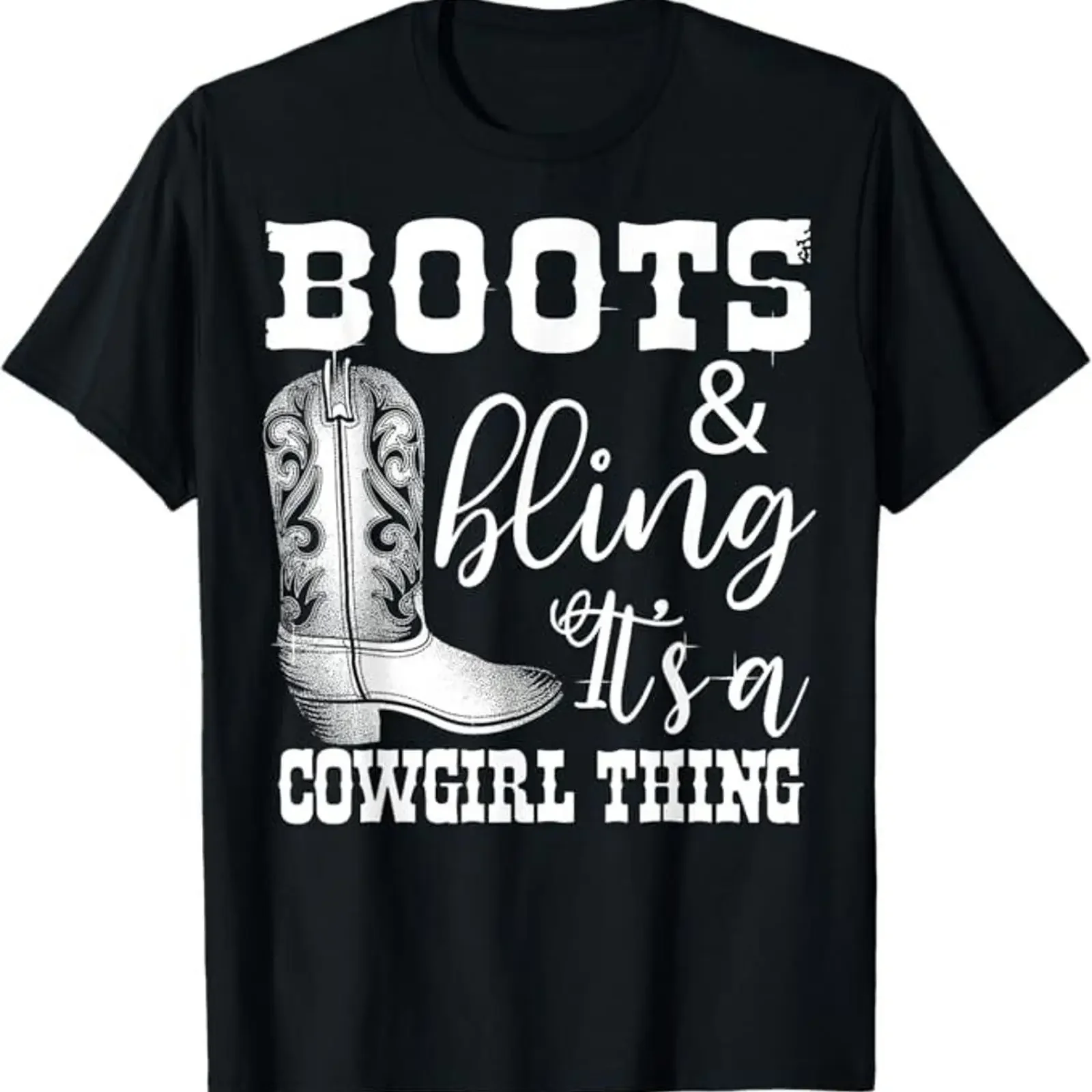 Lustige Cowgirl Stiefel Glitzer Frauen Geschenk süß Liebe Landleben T Shirt vintage Washed Slightly Soft Top For Everyday Wear