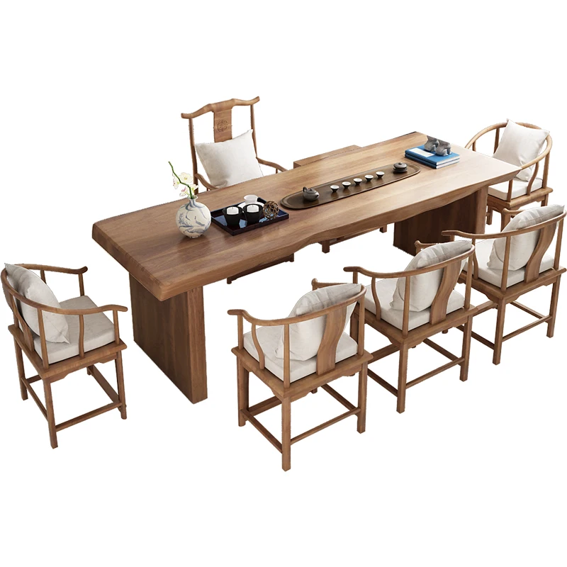 

Solid wood tea table and chair combination wooden table New modern Chinese minimalist negotiation Original Zen office CT001