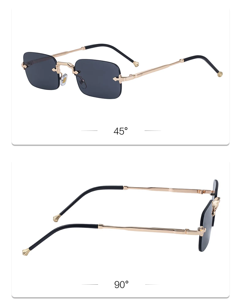 Kleine Rahmen Rechteck Randlose Punk Sonnenbrille Männer 2025, Luxus Marke Vintage Metall Sonnenbrille Für Männliche Klassische Shades UV400 – Detail 17