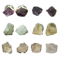 Raw Gemstone Stud Earrings for Women Girls Handmade Tumbled Hypoallergenic Crystal Jewelry, Birthstone Ear Jewelry