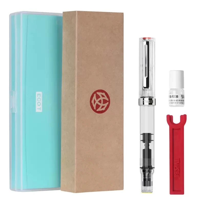 TWSBI Sanwentang ECO T 피스톤 만년필, 투명 배럴, 대용량 잉크, 학생 및 작가를 위한 선물 학교 용품