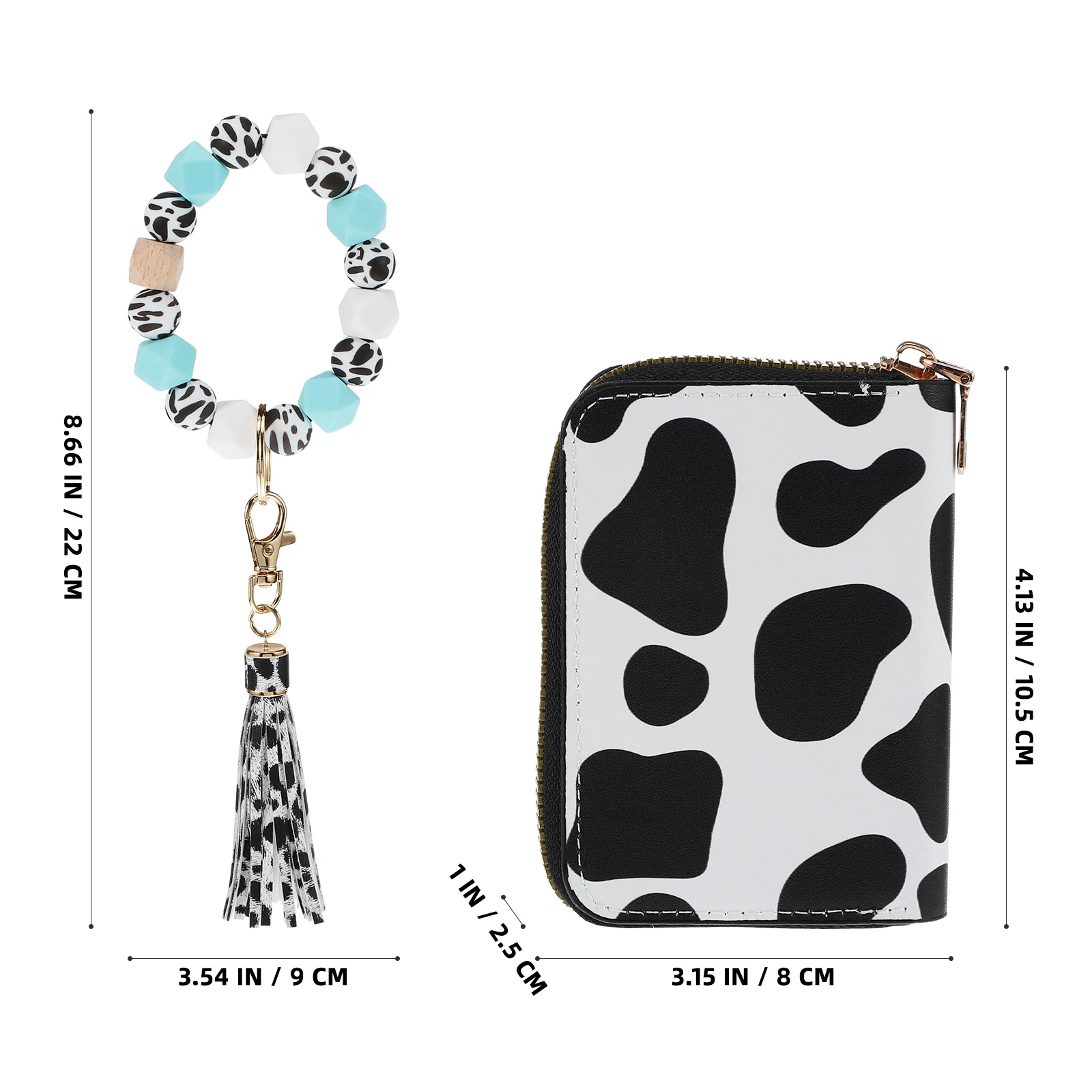 Bracelet Wallet Cow Coin Purse Wrist Straps Keychain Wristlet for Women Keychain: Silicone