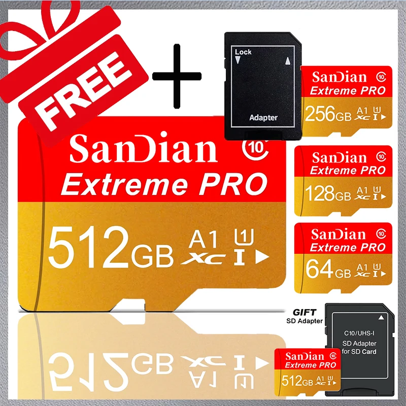 512GB Memory Card Tough Micro TF SD Card 256GB SD Cards 128GB TF Cards 64GB High Performance for Security Camera/VR Headset/GPS/