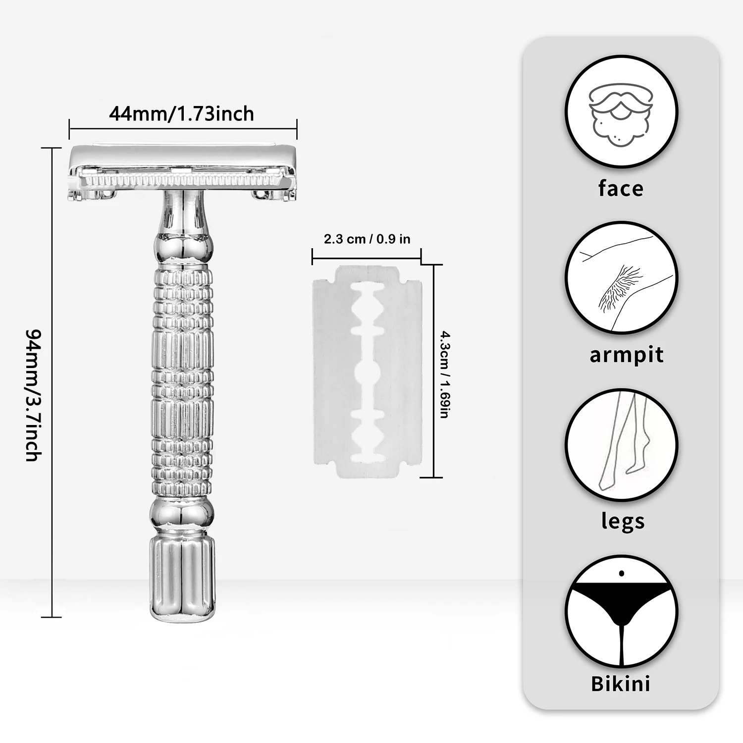 Butterfly Open TTO Double Edge Metal Safety Razor Wet Shaving Kit for Men Women with 5 PCS Blade and Mirrored Travel Case