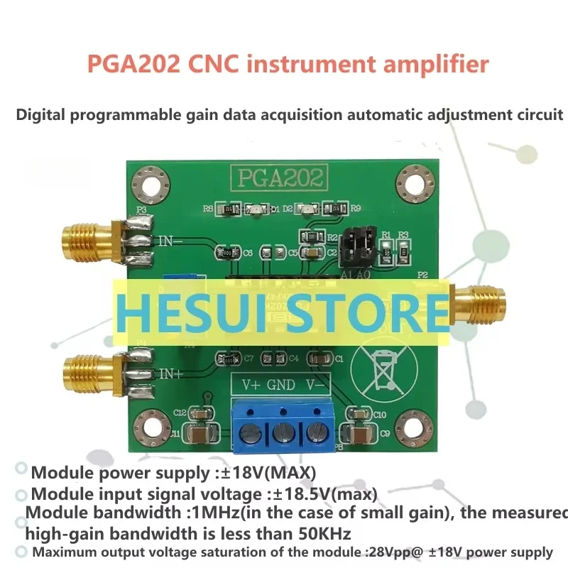 PGA202 digital programmable gain data acquisition automatic adjustment circuit