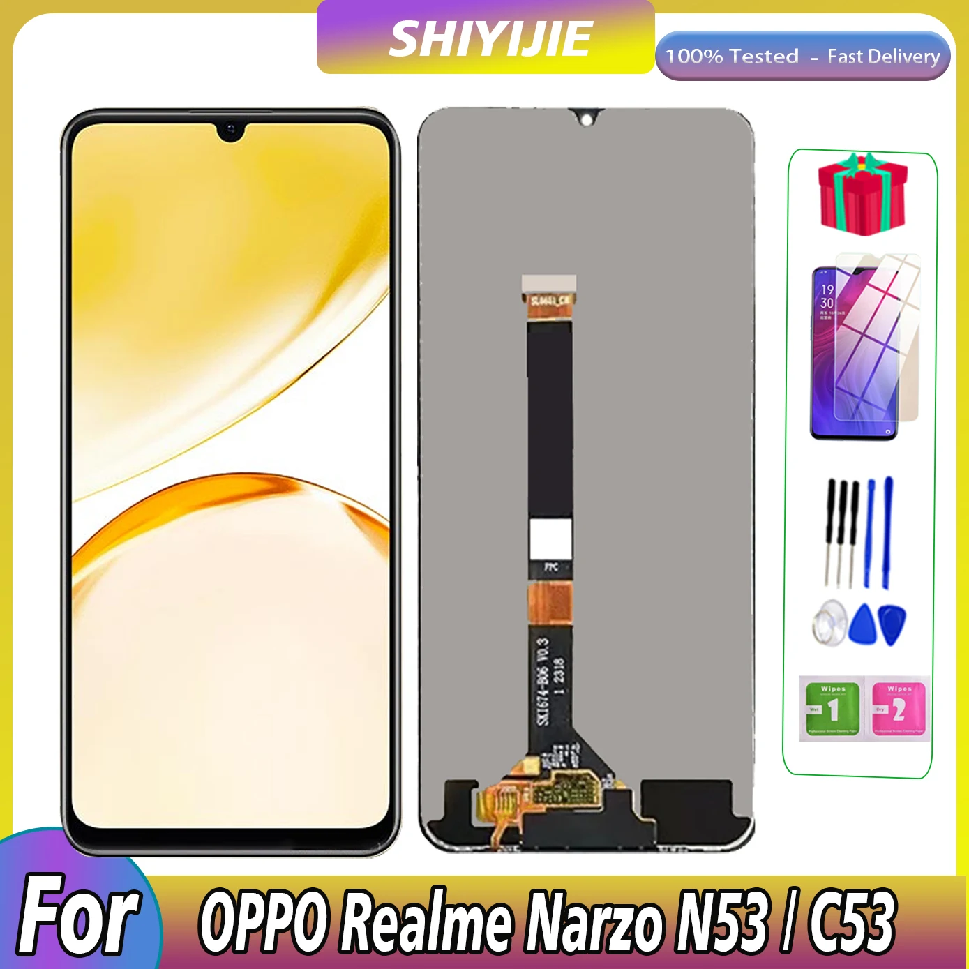 

Tested6.74"Original For Oppo Realme Narzo N53 LCD RMX3761 Display Touch Screen For Realme C53 RMX3760 Display Assembly Digitizer