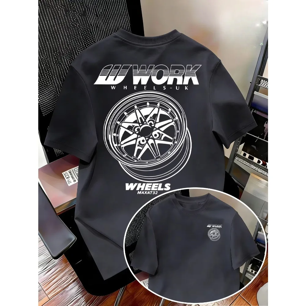 2026 New WORK Wheels JDM Modified Car Rim Print T Shirt Unisex Cotton Summer Short Sleeve Retro Tuner Car Fan Streetwear Tops