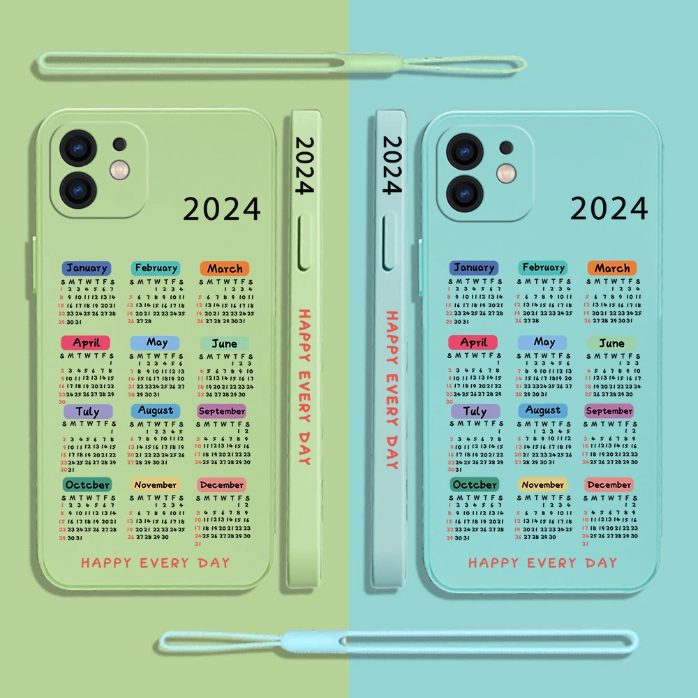 2024 Calendar Phone Case For Xiaomi Redmi Note 12 12S 11 11S 11T 10 10A 10T 10S 9T 9 8 7 Pro Plus 10C 9A 9C 9T 4G 5G Cover