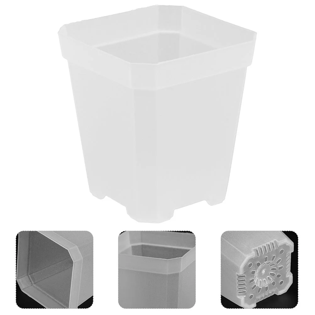 

20 Pcs Square Plant Seedling Pot Clear Nursery Pots Flower Starter Orchid Slotted Large Supplies Small Plastic