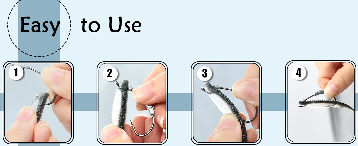 9 km, 5–10 Stück Ewg-Haken mit gewichtetem Wurm-Weichhaken für Bass, hohe Festigkeit und Korrosionsbeständigkeit – Detail 4