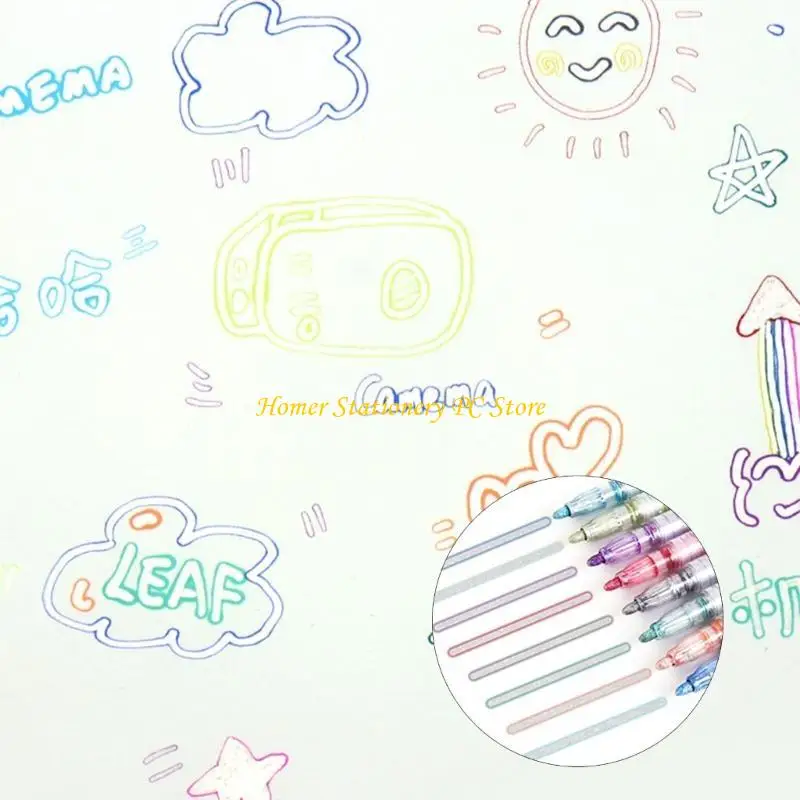 

Y5LA Self-outline Metallic Markers Amateurs and Professional Coloring Double Line Pen Journal Pens Marker