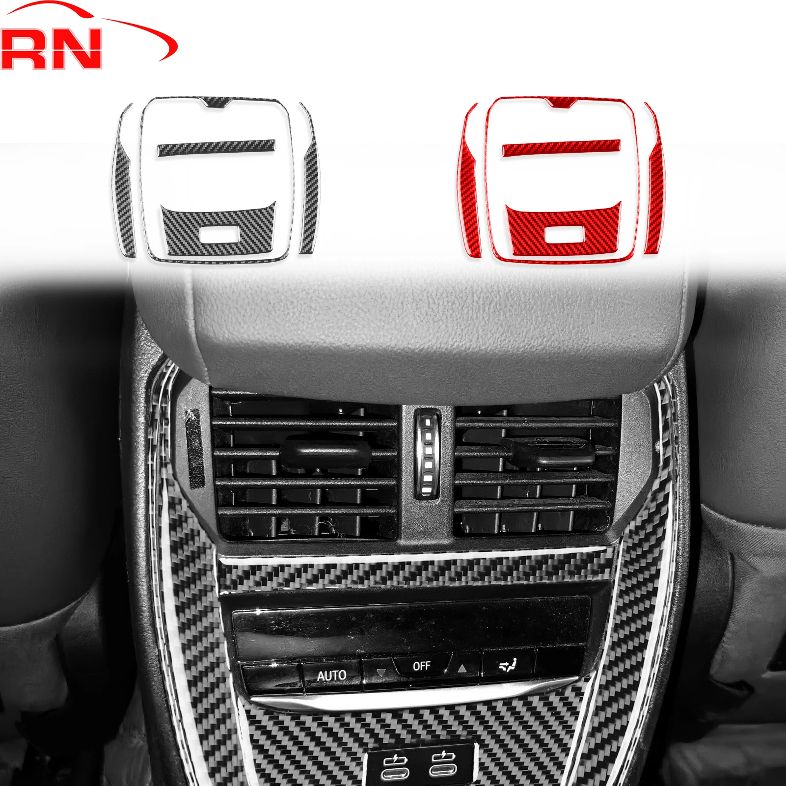 

For BMW 4 Series M4 2021+ Refit Carbon Fiber Rear Air Conditioner Outlet Panel piano black Interior Accessories Stickers