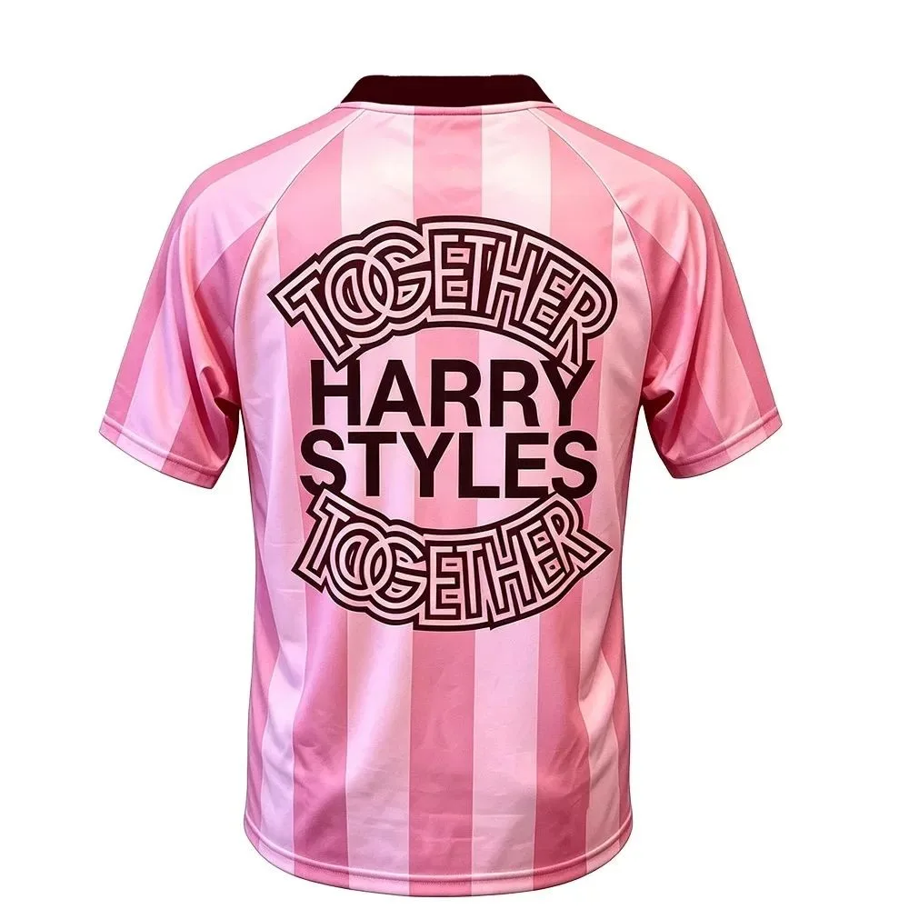 Pink Soccer T-Shirt Harry Styles Inspired Men's Women Amsterdam 2026 Fan Merch V-Neck Breathable Short Sleeve Loose Fit Fashion view 3